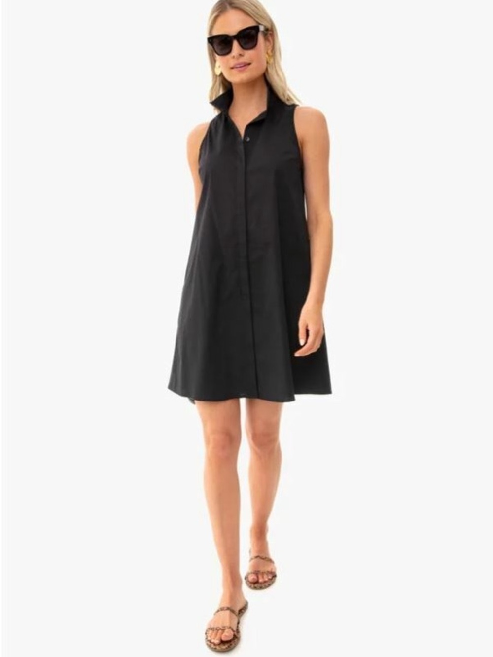 Tuckernuck Black Sleeveless Charlie Shirt Dress Stretch Sheen